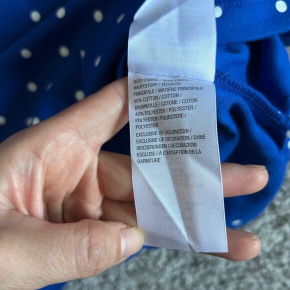 Quacker Factory Womens xl Blue Polka Dot Sleeveless Dress W/ Floral Embroidery - Picture 10 of 12